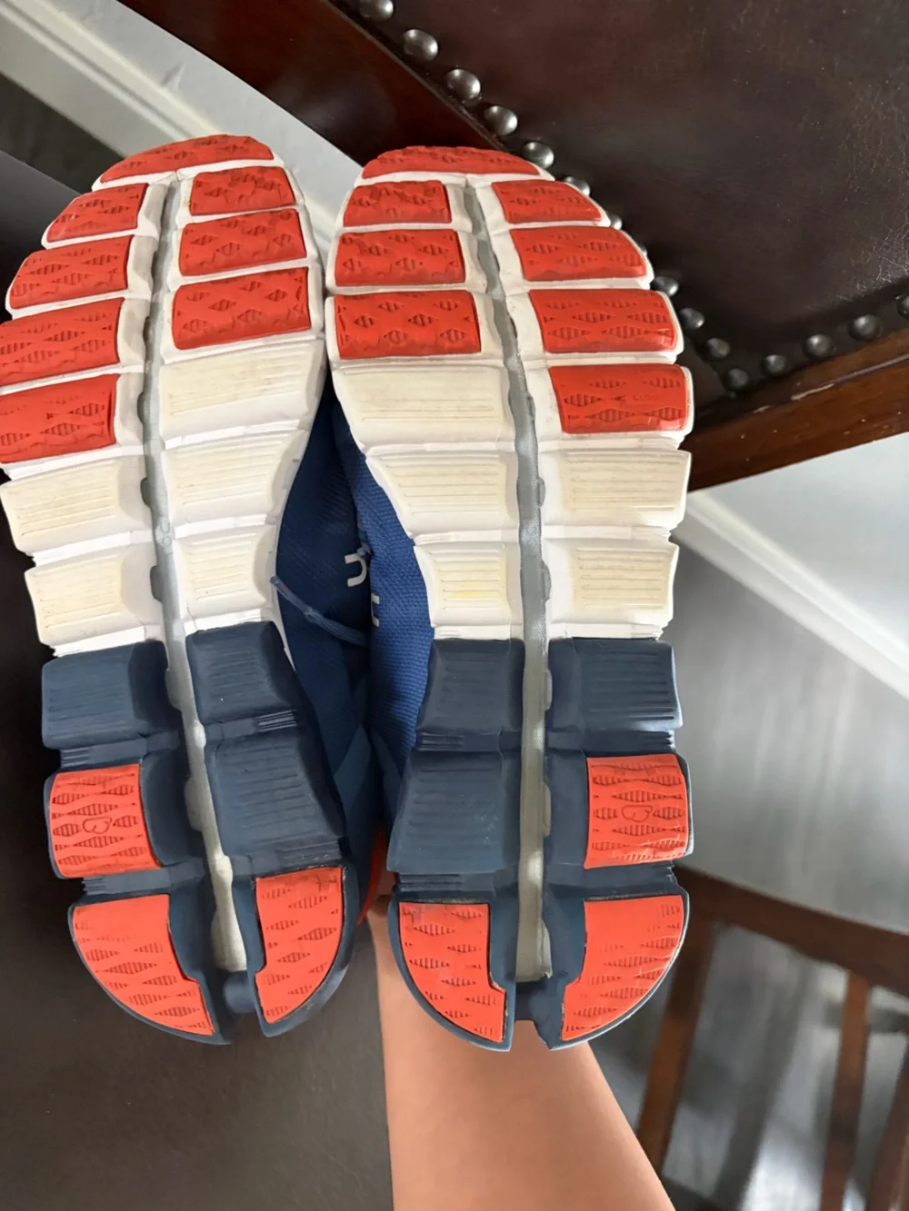 On Running Men’s Athletic Shoes - Blue with Orange Accents